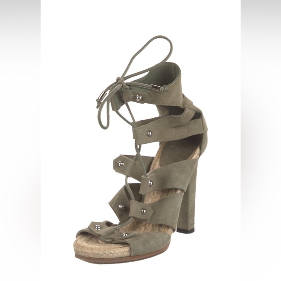 Gucci Suede Espadrille High Heel Sandals Authentic - Picture 5 of 15